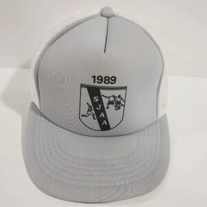 1989 San Juan Alumni Association Mens  Gray/White Mesh Snapback Trucker Hat.